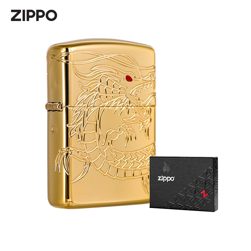 ZIPPO官方旗舰店防风打火机美版原装盔甲机雕刻中国龙收藏送礼