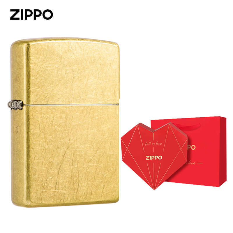 ZIPPO官方旗舰店防风煤油打火机正品街头黄铜美版原装在册送礼