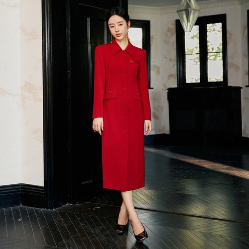 红色新中式年会连衣裙女高端礼服