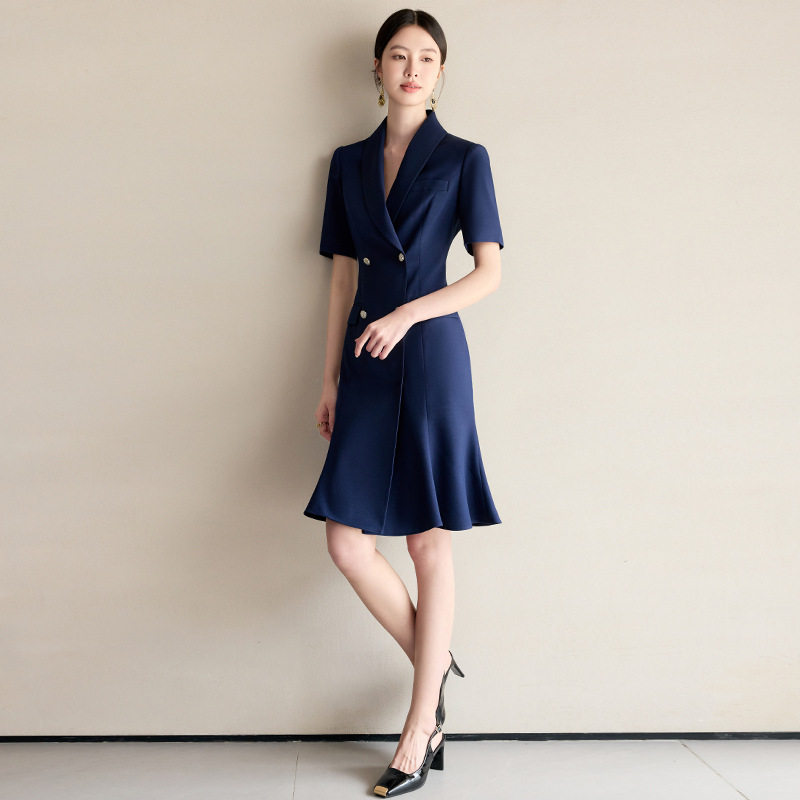 艾尚臣鱼尾裙宴会礼服连衣裙女夏季气质高级感正式场合主持人正装