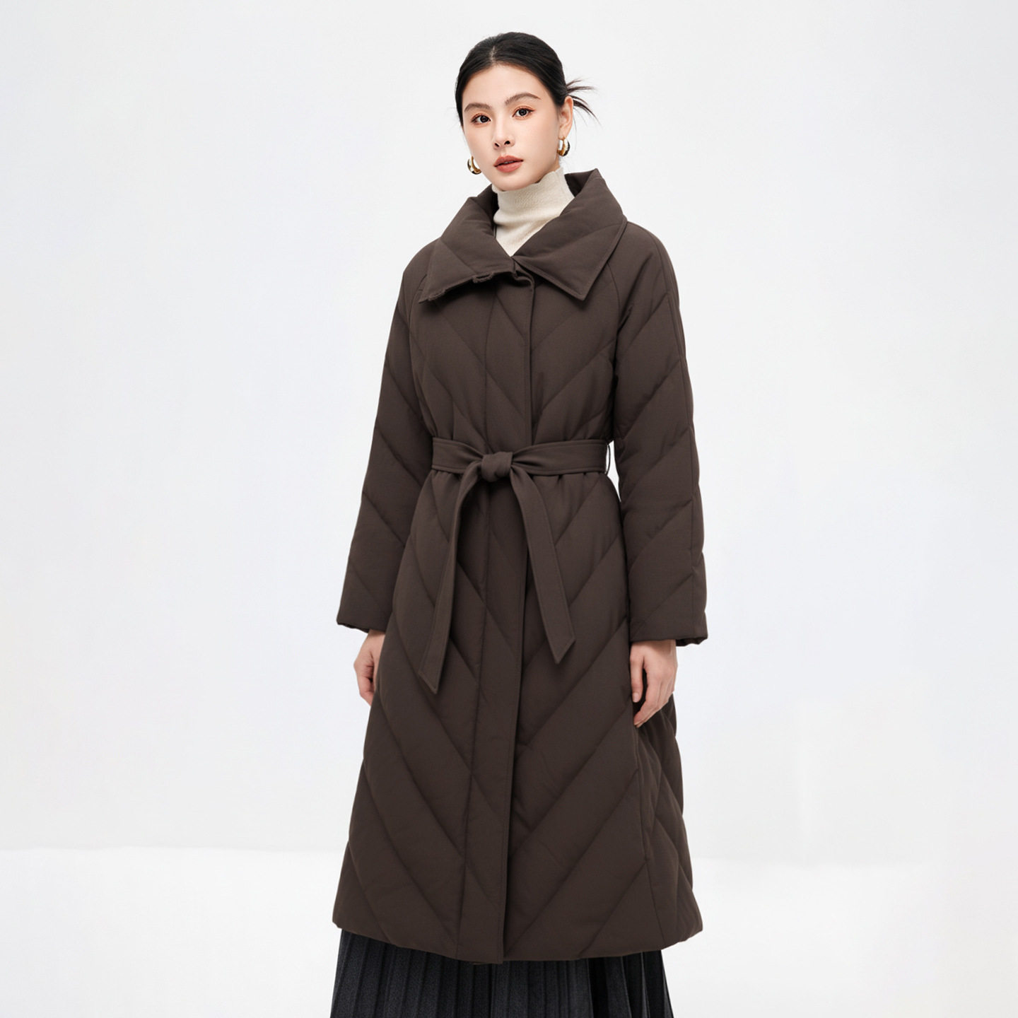 大码过年新衣白鹅绒羽绒服长款冬季过膝加厚爆款宽松保暖系带外套