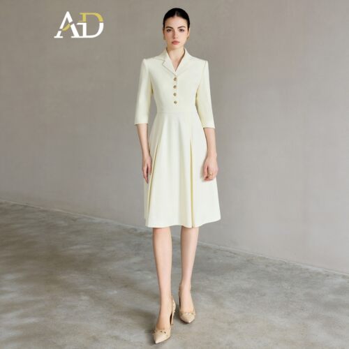AD米白色西装连衣裙女高端主持人