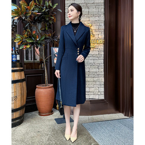 职业羊毛呢大衣女中长款工装礼服