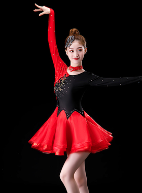 新款拉丁舞裙吉特巴舞蹈服装三步踩表演服比赛交谊舞表演服