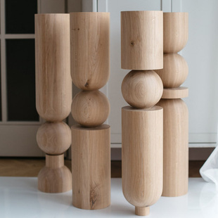 吧台支撑柱 落地摆件 实木罗马柱 餐桌腿 北美风格 天然山毛榉