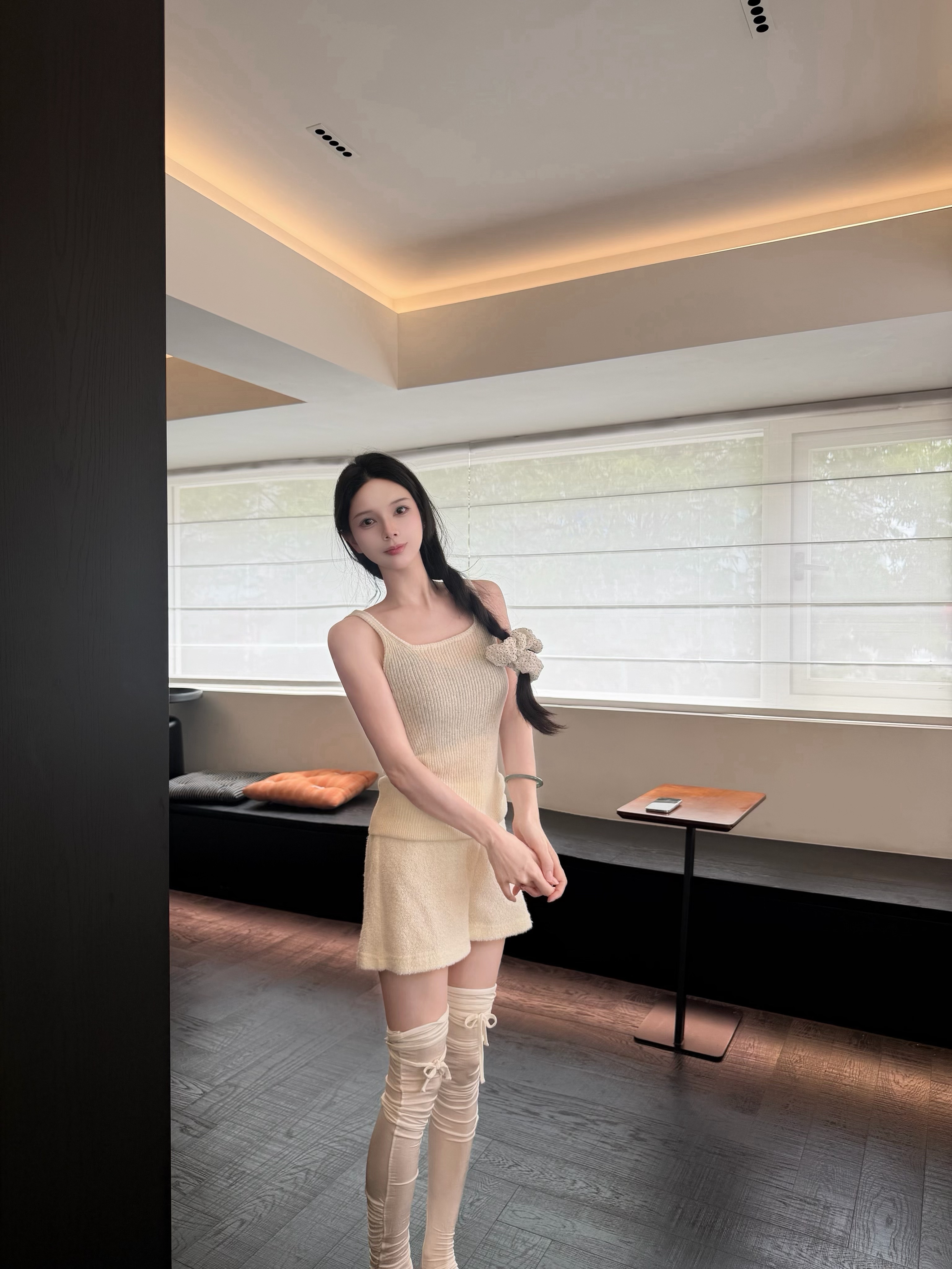 Specialqiuqiu25新款毛巾料休闲短裤原创设计款简约大气米白色