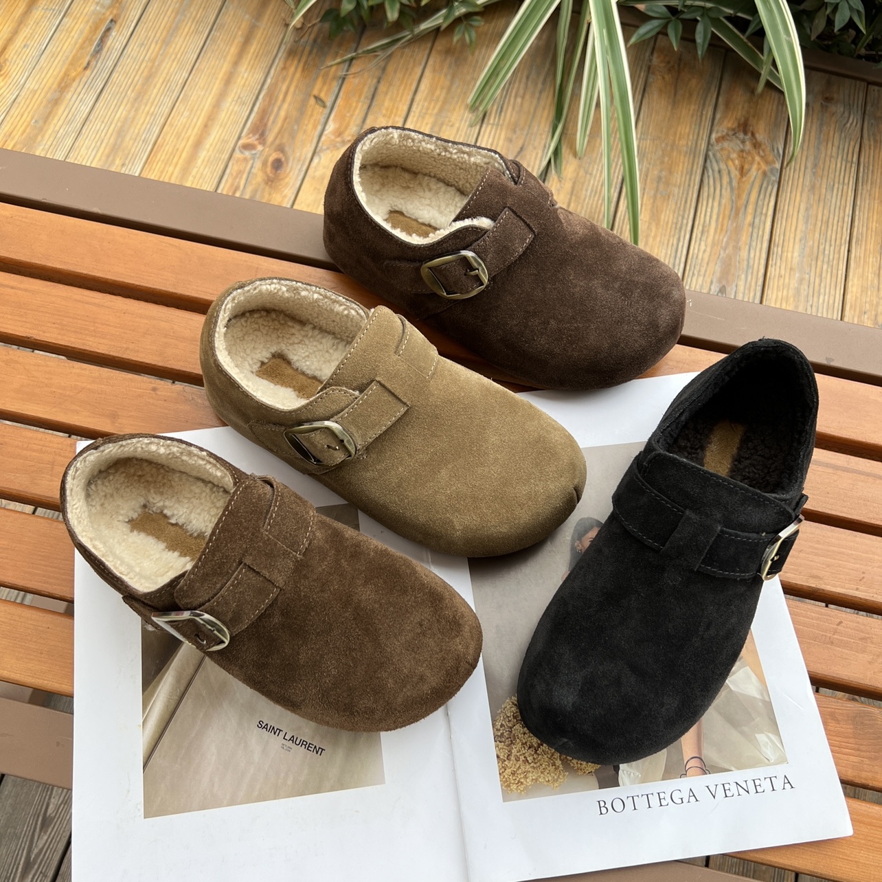 基地厚底小个子羊毛真皮勃肯鞋