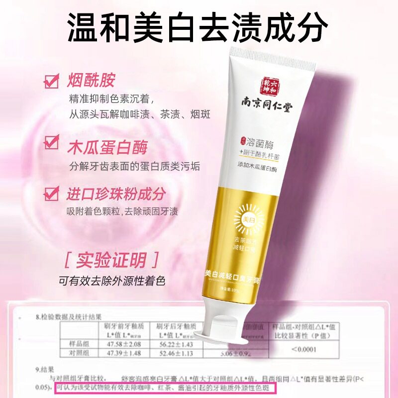 南京同仁堂清新口气美白牙膏去黄去口臭去烟茶渍牙膏热销榜