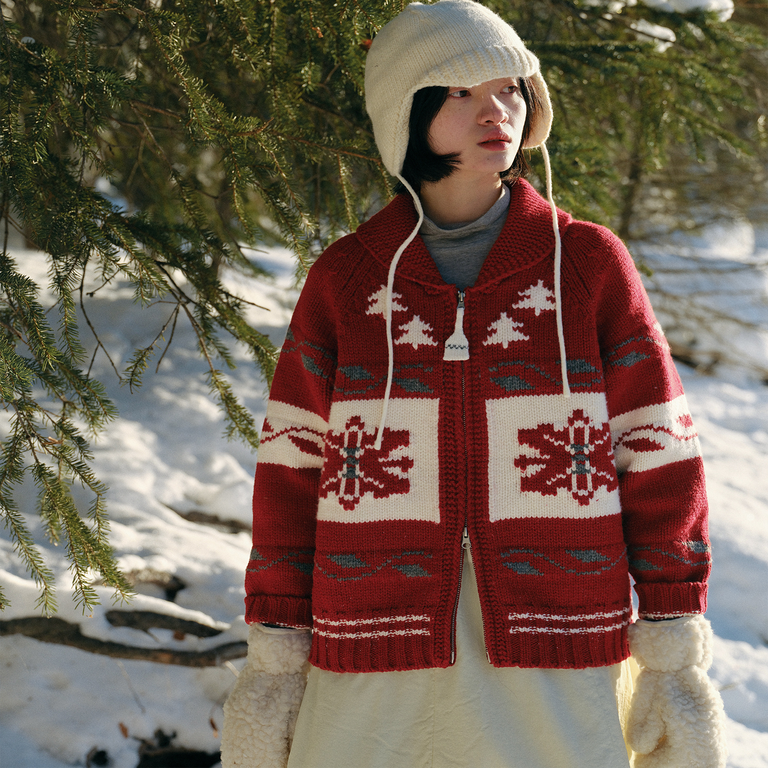 圣诞费尔岛新年女加厚针织开衫