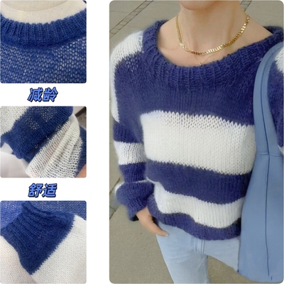 2025春秋新款韩版糯叽叽宽松慵懒风圆领套头毛衣女百搭针织衫上衣