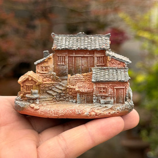 田园乡村老房子摆件小模型桌面创意微景观造景庭院客厅花盆盆栽