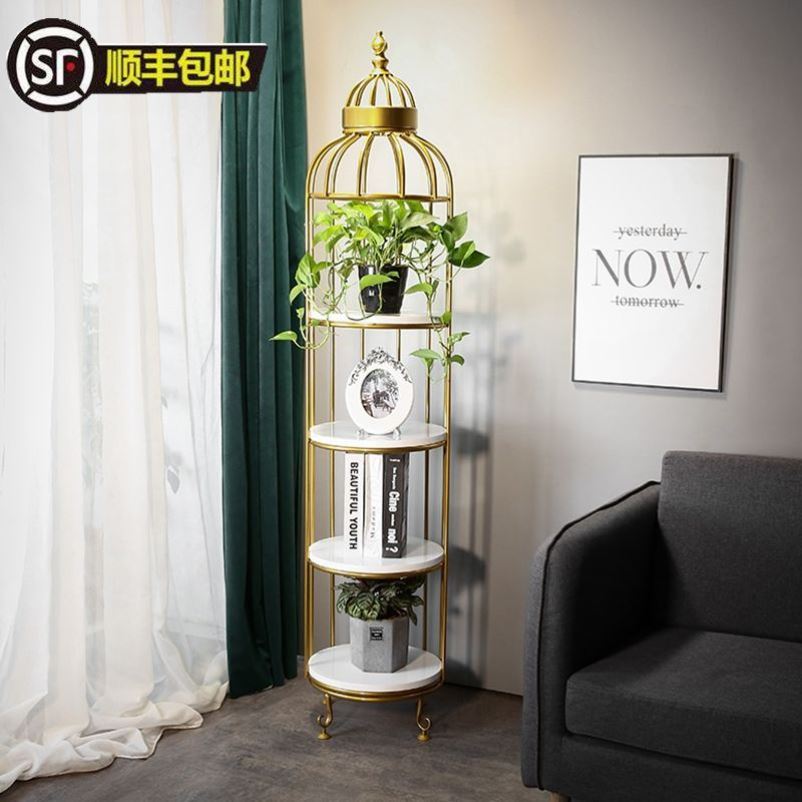 北欧金色鸟笼置物架书架化妆品美甲服装店鞋包多层落地陈列展示架|ruв категории жилой мебели, рама тип, цветок/несколько - от Buy2taobao.com для оказания профессиональной услуги покупки агента Taobao
