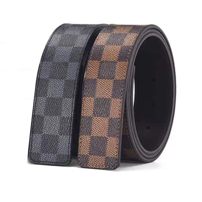 4.0双面不带头皮带男士真皮3.8无扣格子带孔牛皮平滑扣替换裤腰带 - 群婷旗舰店出品
