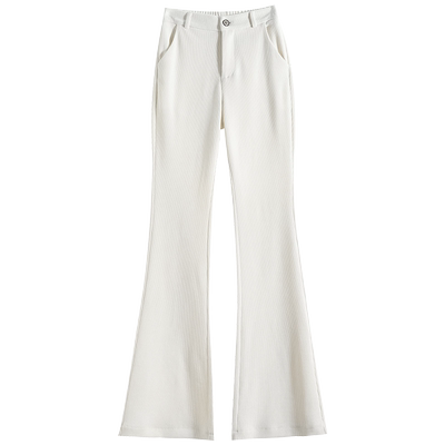 垂顺气质高腰欧绒棉微喇叭休闲裤