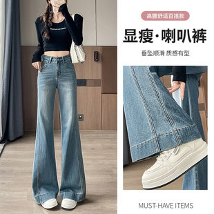 遮胯垂感侧缝窄版 显瘦显高拖地裤 女2025秋装 复古不贴腿宽松喇叭裤