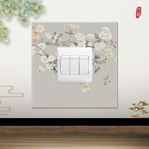 客厅卧室开关套卧室插座贴墙壁装饰画壁火亚克力开关遮丑保护套