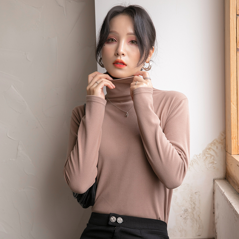 高领德绒打底衫女秋冬季加绒堆堆领白色长袖洋气时尚内搭上衣T恤|ruв категории Женская одежда, футболка - от Buy2taobao.com для оказания профессиональной услуги покупки агента Taobao