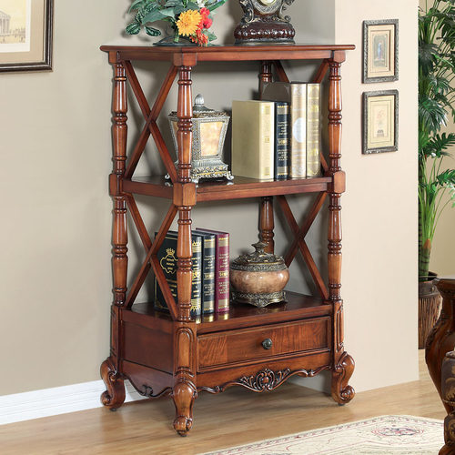 美式乡村实木复古客厅玄关置物架