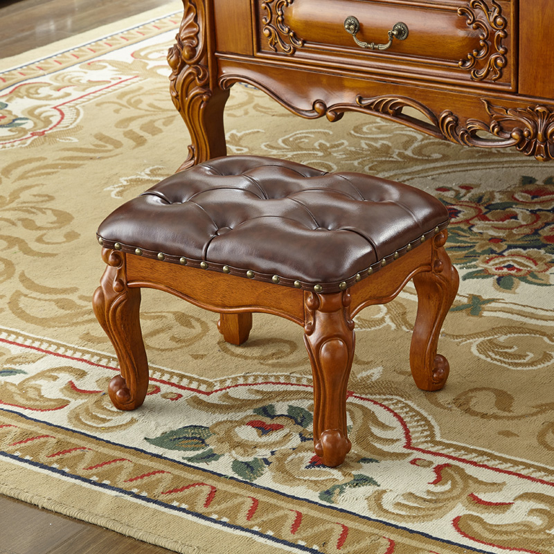 莞岭橡胶木实木美式矮凳