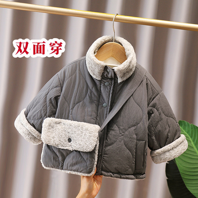 儿童双面穿棉衣冬季2026新款加绒棉服男女童宝宝秋冬加厚保暖外套