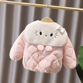 可爱猫咪儿童棉服 洋气保暖夹棉冬装 女童棉衣冬季 加绒加厚2025新款