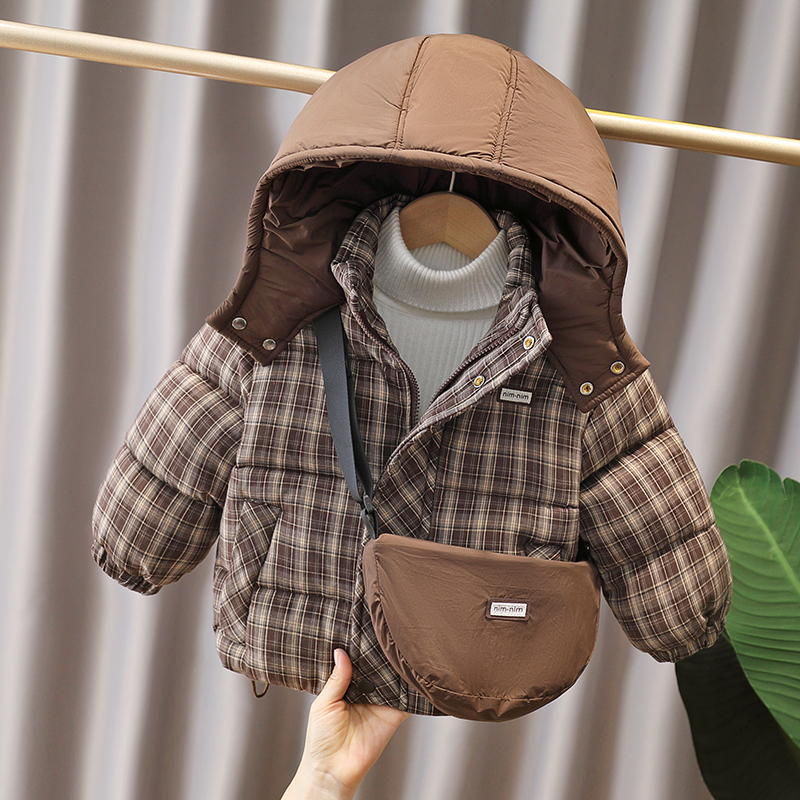 男童加绒加厚棉袄2025冬季新款男宝宝保暖洋气连帽棉服夹棉冬装潮