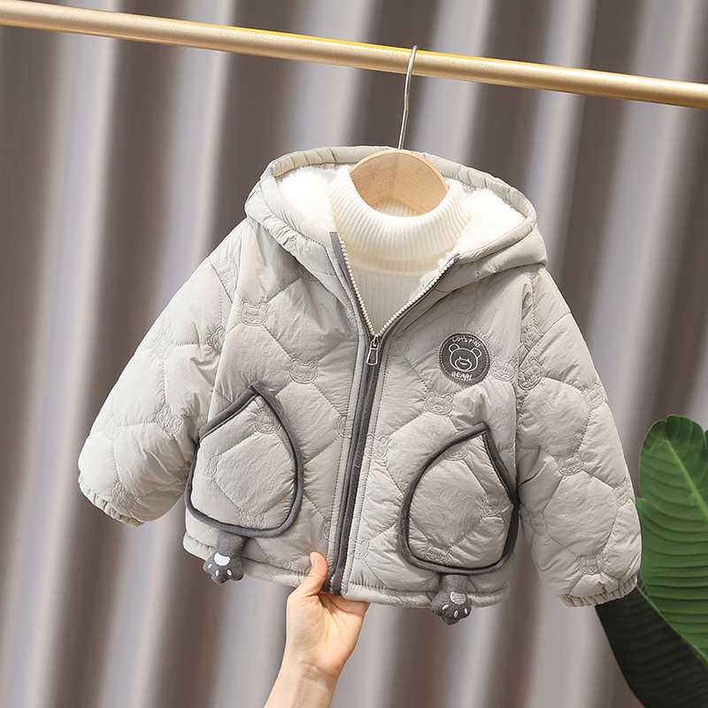 男童棉衣加绒加厚2025新款男宝保暖洋气夹棉棉服冬装二棉上衣外套