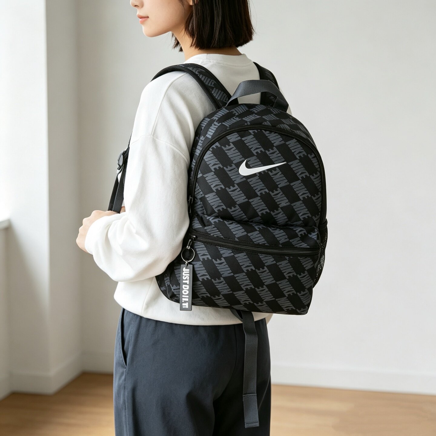 Nike 耐克印花百搭格纹男女同款织物双肩包背包HV6481-010