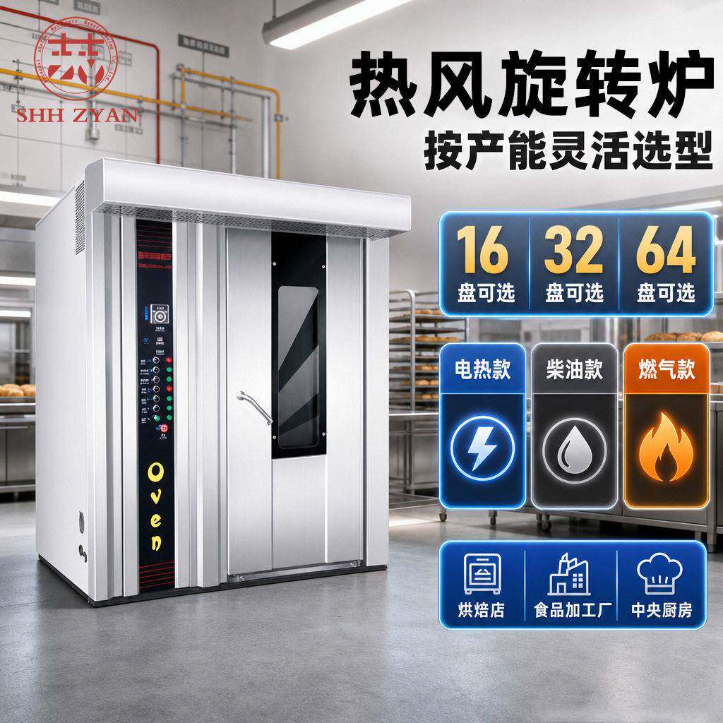 喆研热风旋转炉 推车式旋转烤箱 面包月饼酥饼大容量热风循环烤炉