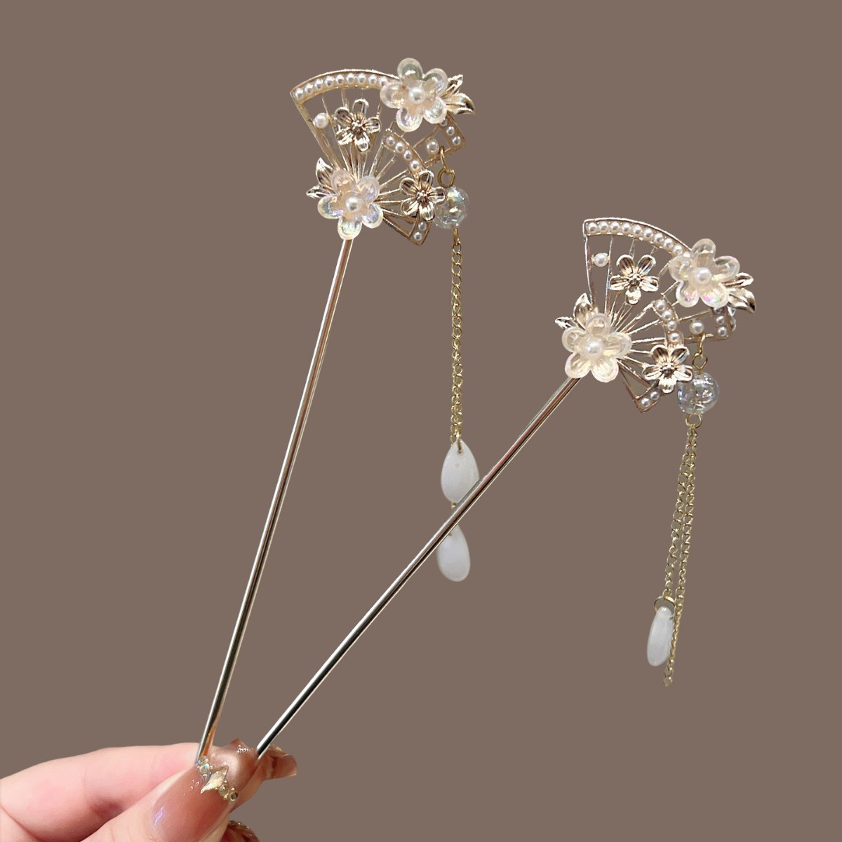 琉璃花朵发簪女流苏步摇清新发钗