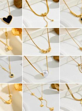 日韩新款抖音爆款钛钢项链不掉色