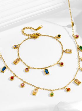 小众设计款多巴胺彩色锆石项链