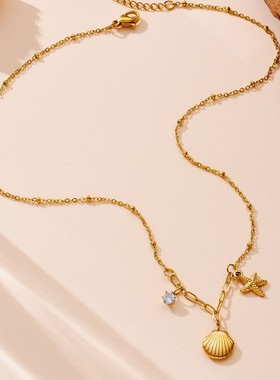 蛇年新款海洋贝壳钛钢项链不掉色