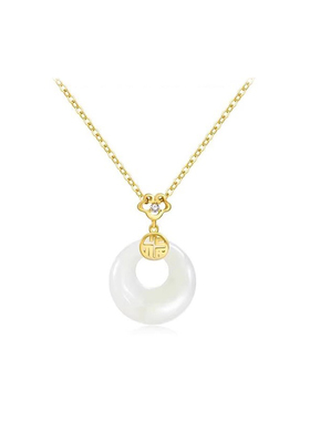 宫主福气平安扣和田玉纯银项链女