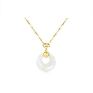 杭潮25新款宫主福气平安扣和田玉925纯银项链女生日礼物送女朋友