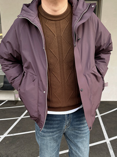 大依无忧冬新款廓版加厚潮胖子加肥加大码男款短款连帽羽绒服外套