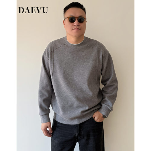大依无忧宽松廓形套头大码卫衣男春秋款加肥加大圆领长袖打底衫