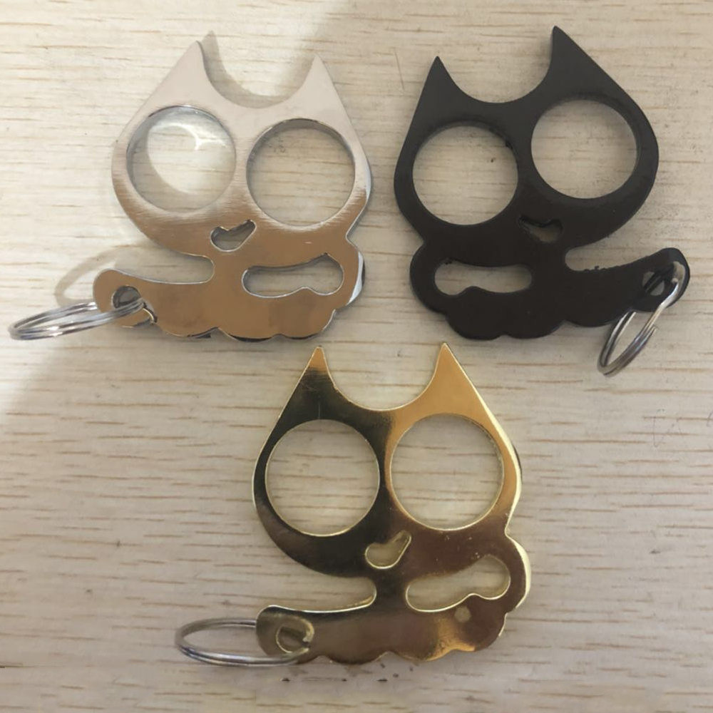 卡通猫破窗钥匙扣 防身用品合法女生自我防卫指虎手扣二指铁拳男