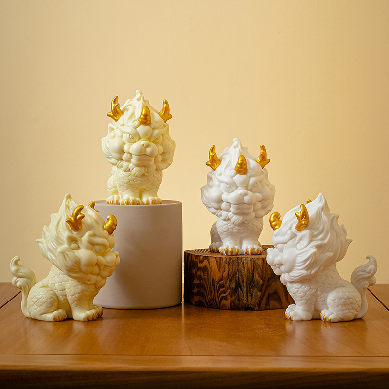 文创中式客厅陶瓷招财麒麟摆件