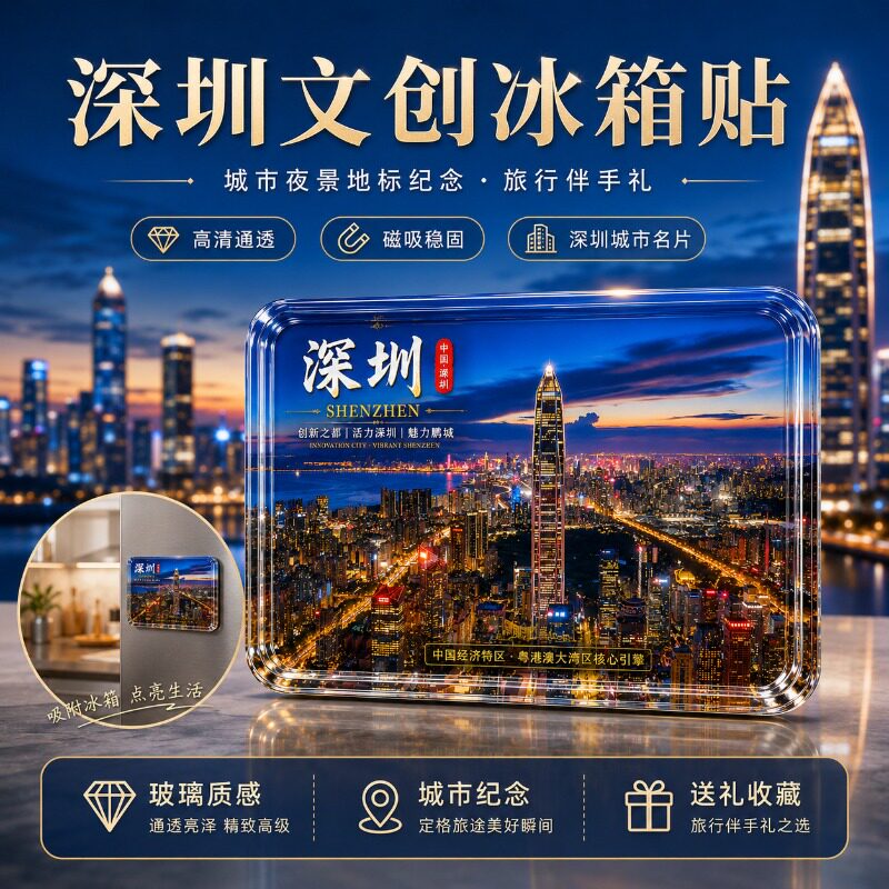 广东深圳旅游景点玻璃磁吸冰箱贴爆款文创纪念品伴手礼收藏送朋友