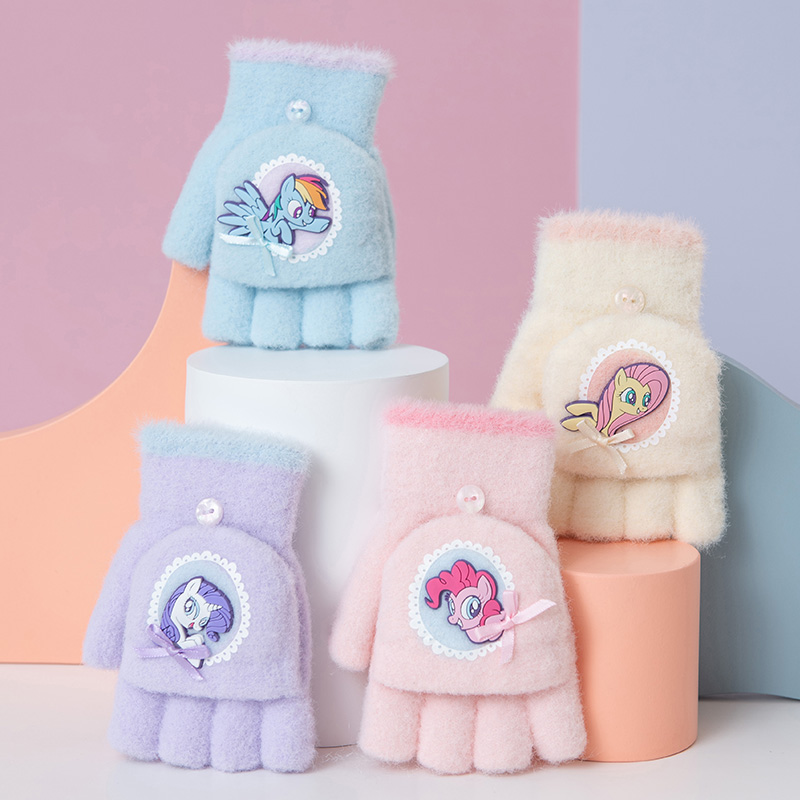 小马宝莉儿童手套女童半指翻盖