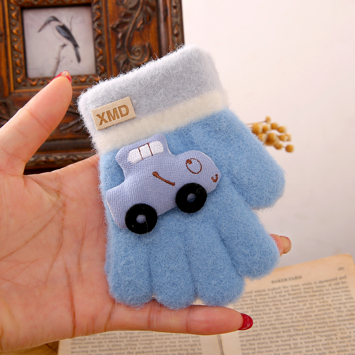 儿童五指手套冬季保暖男童可爱