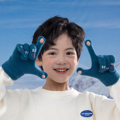 儿童五指手套秋冬季保暖男童女童