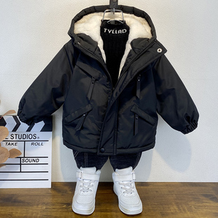 童裝 外套上衣 兒童加厚派克服帥寶寶冬季 男童秋冬加絨棉衣2024新款