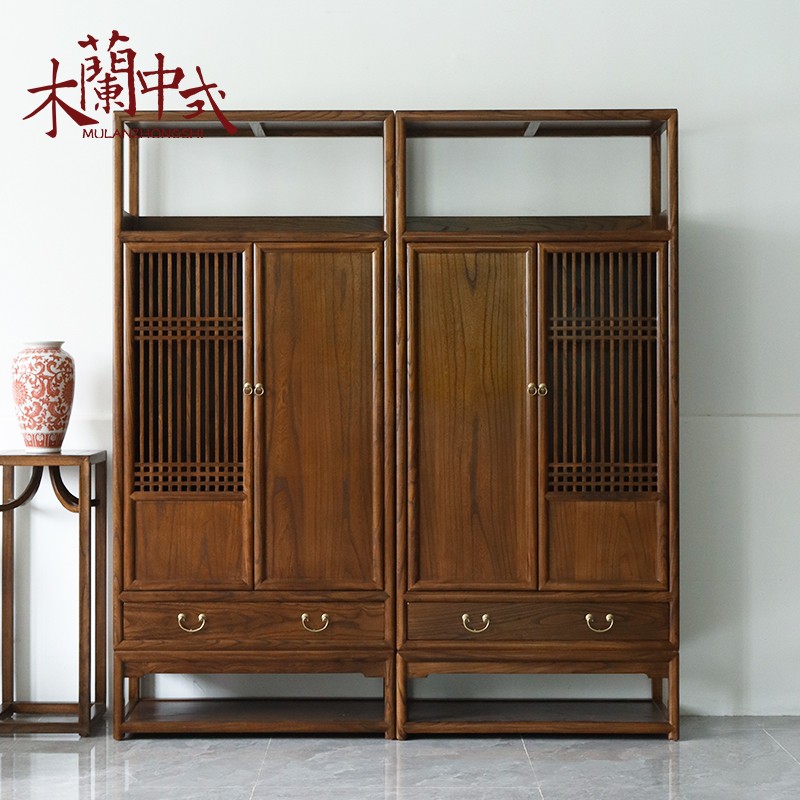 新中式书柜书房家具储物简约禅意仿古宋式美学古典展示柜博古架