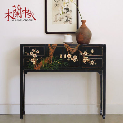 新中式条案手绘玄关高台古典家具