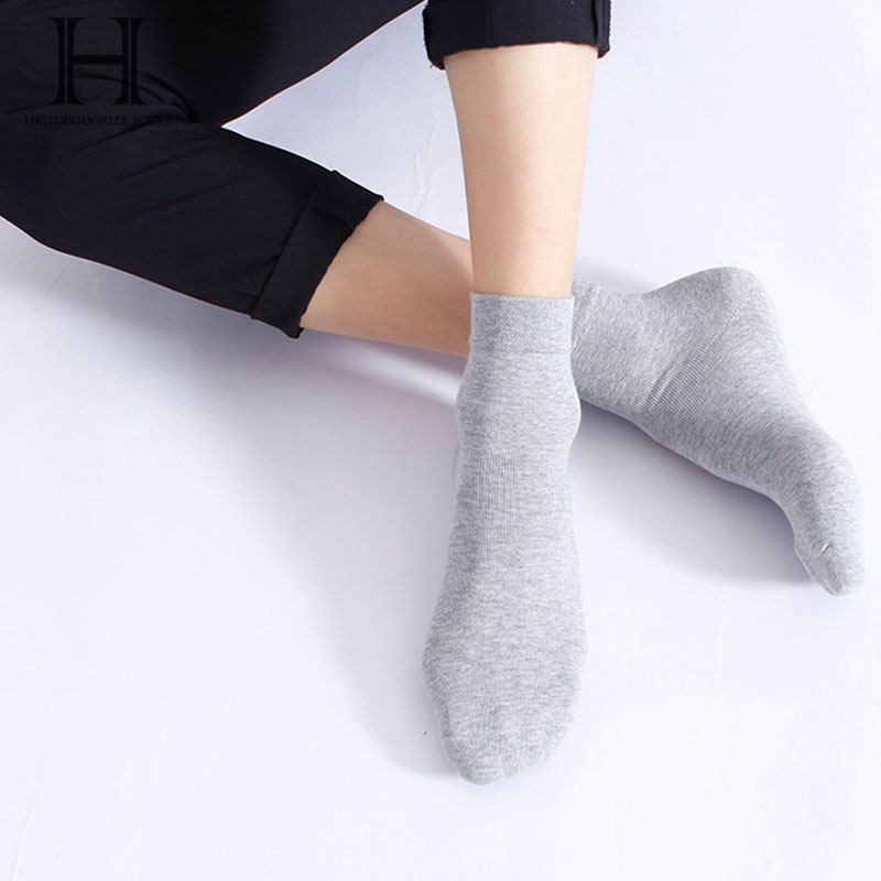 HKU抗菌防臭袜子商务男士秋冬季纯色棉袜休闲袜吸汗中筒袜男长袜