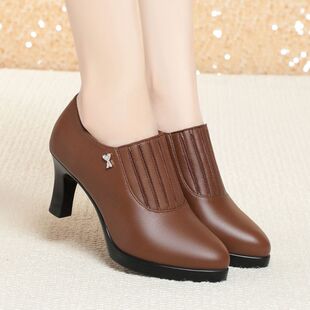 春夏款深口女士简约款式日常增高显瘦色百搭中年女鞋单鞋高跟鞋