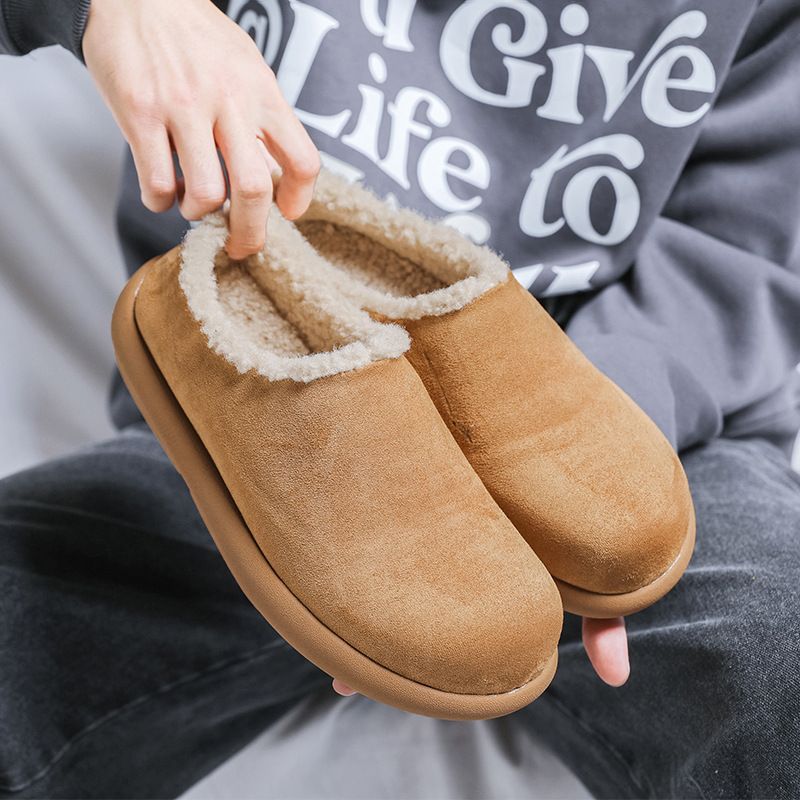 一体雪地靴男包头勃肯鞋小豆全包雪地靴半拖鞋-M