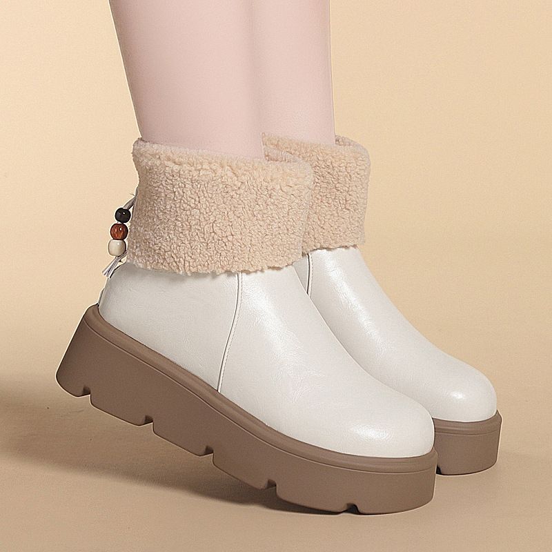 简约高级保暖雪地靴子冬季新款女士棉鞋轻便百搭松糕厚底短靴